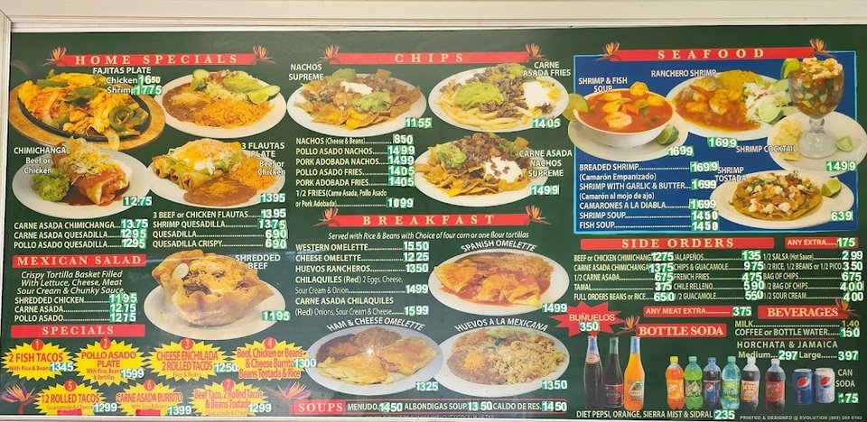 Menu display featuring classic breakfast burritos.
