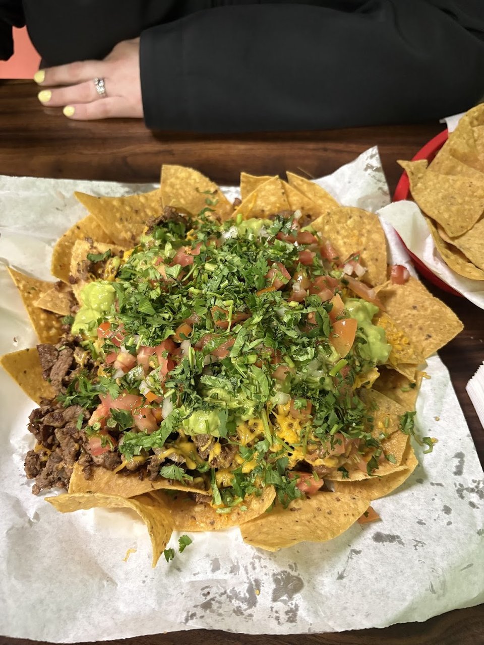 Beef Nachos with Guacamole and Salsa